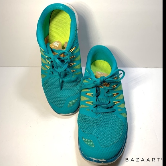 Nike Free run 5.0 teal Women’s running shoes Teal and Yellow Size: 7.5 - Picture 4 of 11